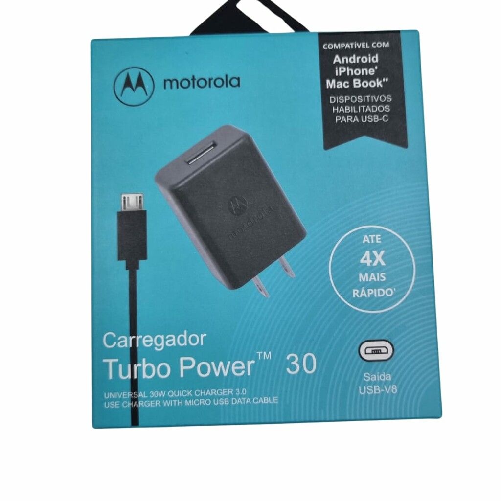CARGADOR 220V. MOTOROLA TURBO POWER V8 30W CELESTE (1 USB + CABLE) CARGADOR 220V SIMIL MOTOROLA TURBO POWER V8 30W CELESTE (1 USB + CABLE) - Imagen 1