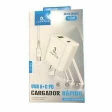 CARGADOR 220V. LEGATUS V8 4.8 AMP. (2USB + CABLE)