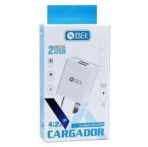 CARGADOR 220V. IBEK V8 4.2 AMP. IB 4010  (2 USB + CABLE)