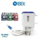 CARGADOR 220V. IBEK TIPO C 3.8 AMP. IB-3803 (2 USB CON CABLE)