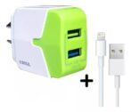 CARGADOR 220V. SOUL SHARE DUO VERDE IPHONE 2.4AMP. (2USB. MAS CABLE) - Imagen 2
