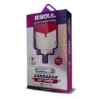 CARGADOR 220V. SOUL FAST CHARGE ROJO V8 3.0 AMP. (3USB MAS CABLE)