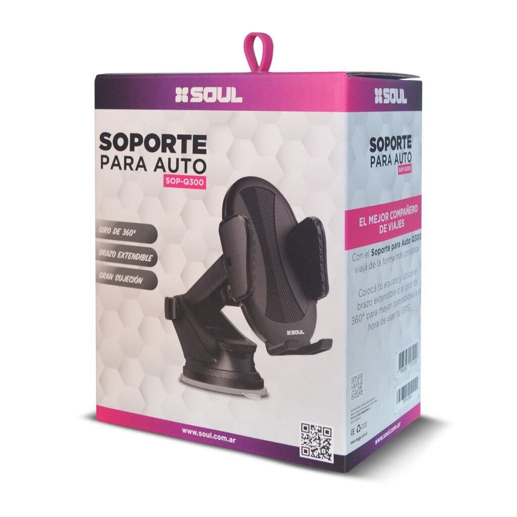 SOPORTE CELULAR SOUL PARA AUTO GIRO 360° EXTENDIBLE (Q300) SOPORTE CELULAR SOUL PARA AUTO GIRO 360° EXTENDIBLE (Q300) - Imagen 1