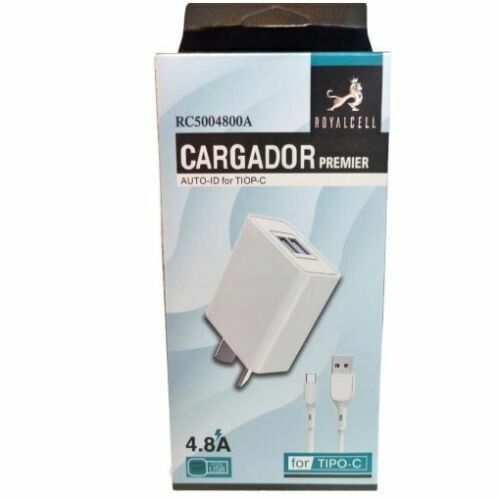CARGADOR 220V. ROYALCELL TIPO C 4.8 AMP (2USB + CABLE)
