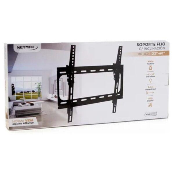 SOPORTE TV FIJO NETMAK CON INCLINACION 32'' A 60'' (NM-ST09)