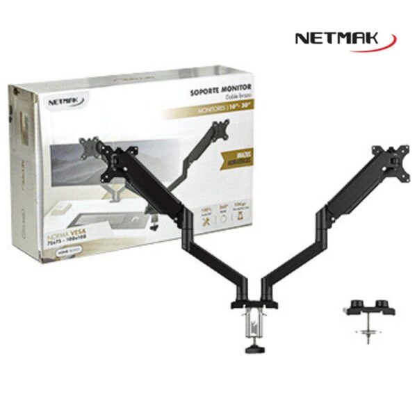 SOPORTE PARA MONITOR NETMAK DOBLE HIDRAUDICO 10''X30'' X2  (NM-ST33)