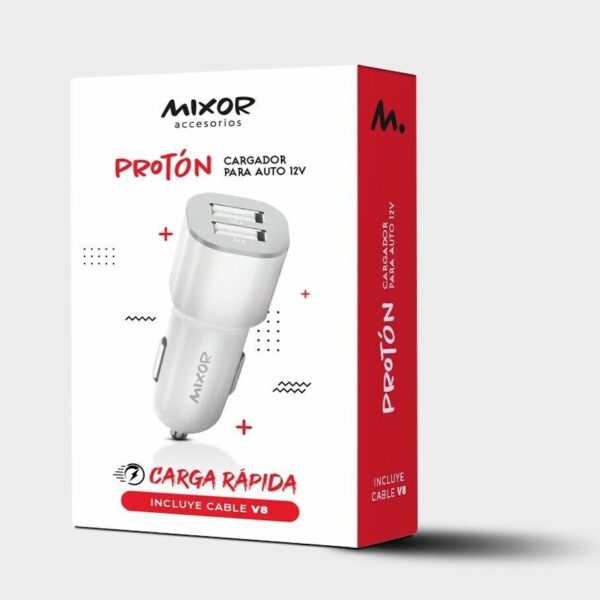 CARGADOR 12V. MIXOR PROTON TIPO C 4.8AMP. (2USB CON CABLE)