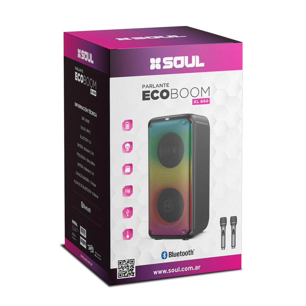 PARLANTE BTH SOUL XL650 ECO BOOM 8''X2 30W PARLANTE BTH SOUL XL650 ECO BOOM 8''X2 30W - Imagen 1