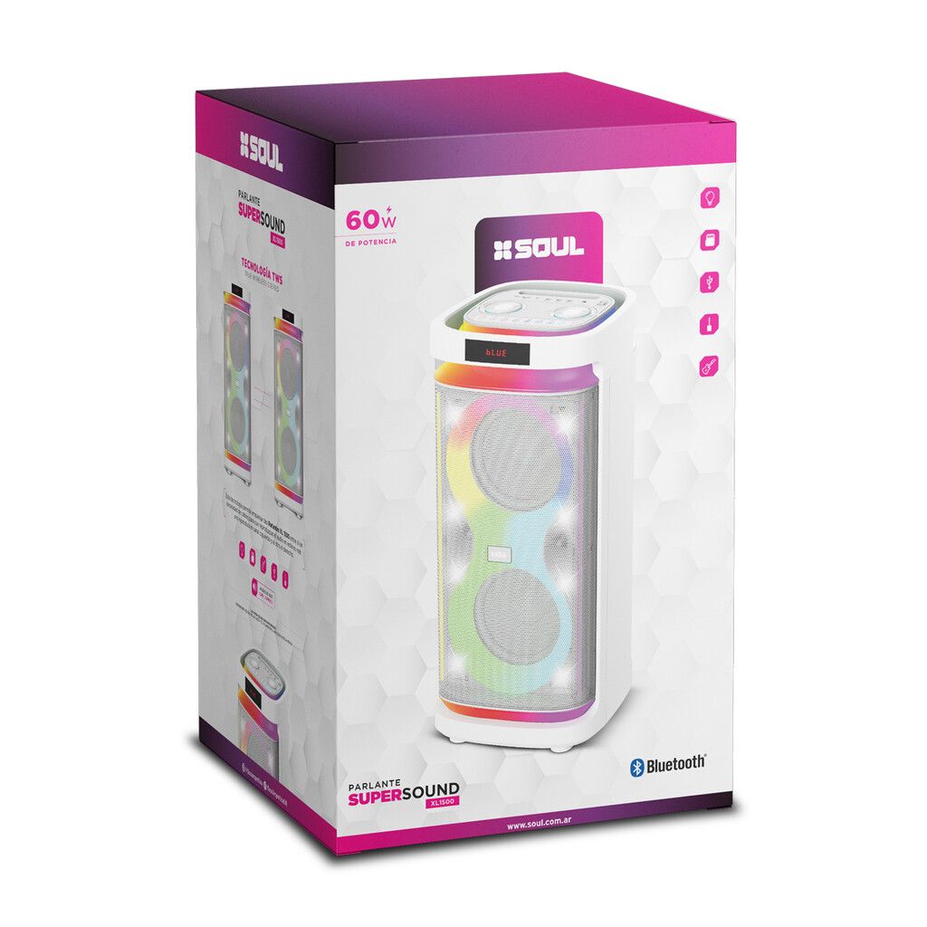 PARLANTE BTH SOUL XL 1500 SUPER SOUND 8x2'' 60W (BLANCO) PARLANTE BTH SOUL XL 1500 SUPER SOUND 8x2'' 60W (BLANCO) - Imagen 1