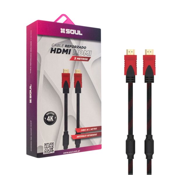 CABLE HDMI SOUL REFORZADO  (3 MTS)