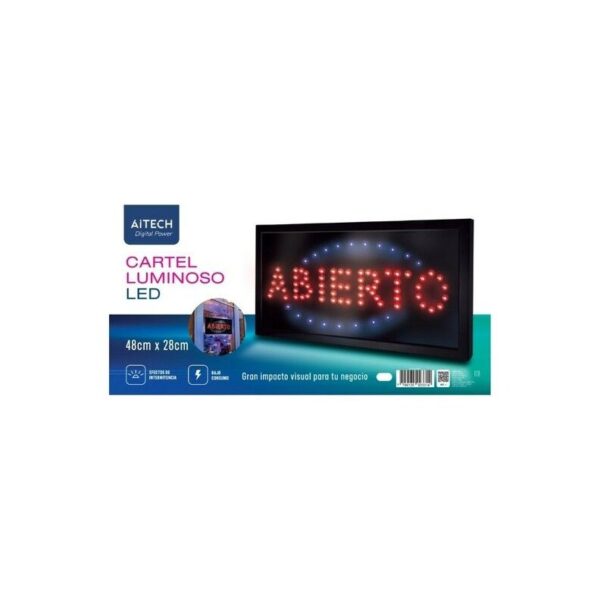 CARTEL LUMINOSO AITECH ABIERTO 48X28CM (AICL25010100N)