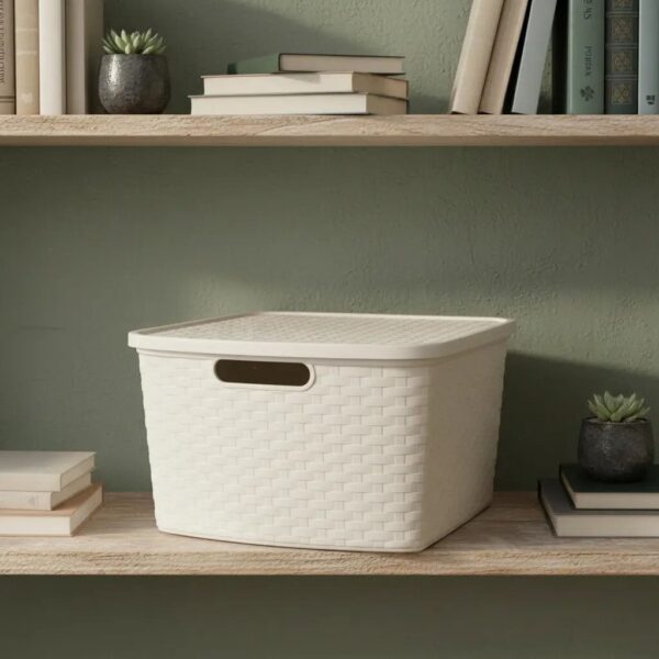 CANASTO ORGANIZADOR SIMIL RATTAN CON TAPA (EC101077)
