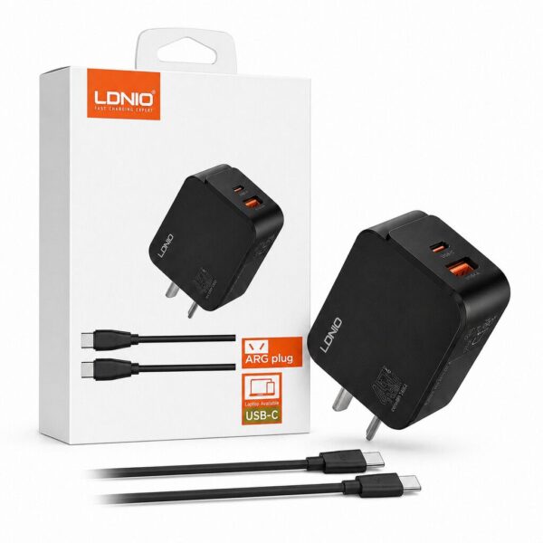 CARGADOR 220V. LDNIO SUPER FAST CHARGER 45W CON CABLE USB-C A USB-C (EC101069)